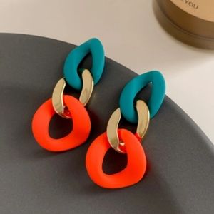 Color Block Chain Drop Earrings